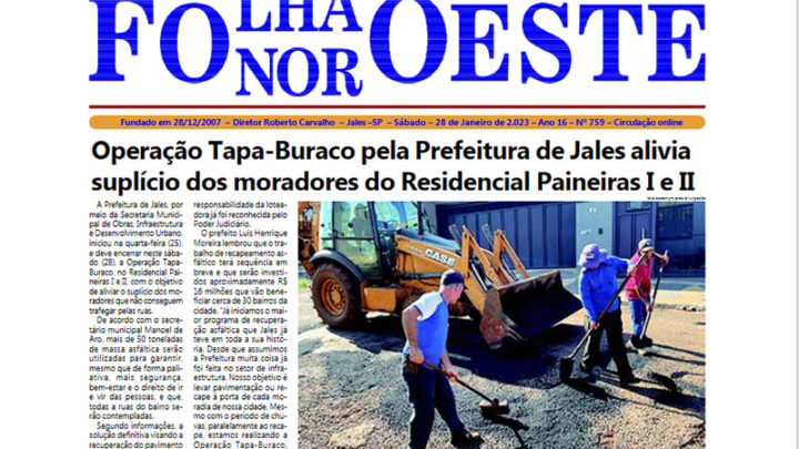 Jornal Folha Noroeste Digital edição 759 de 28 de janeiro de 2023 Jales SP
