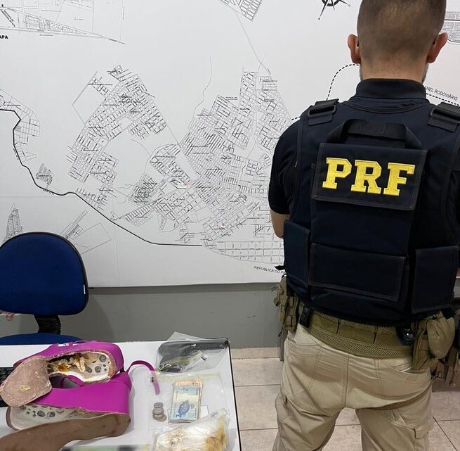 PRF apreende pistola e cocaína escondidas em sandália em Ponta Porã (MS)