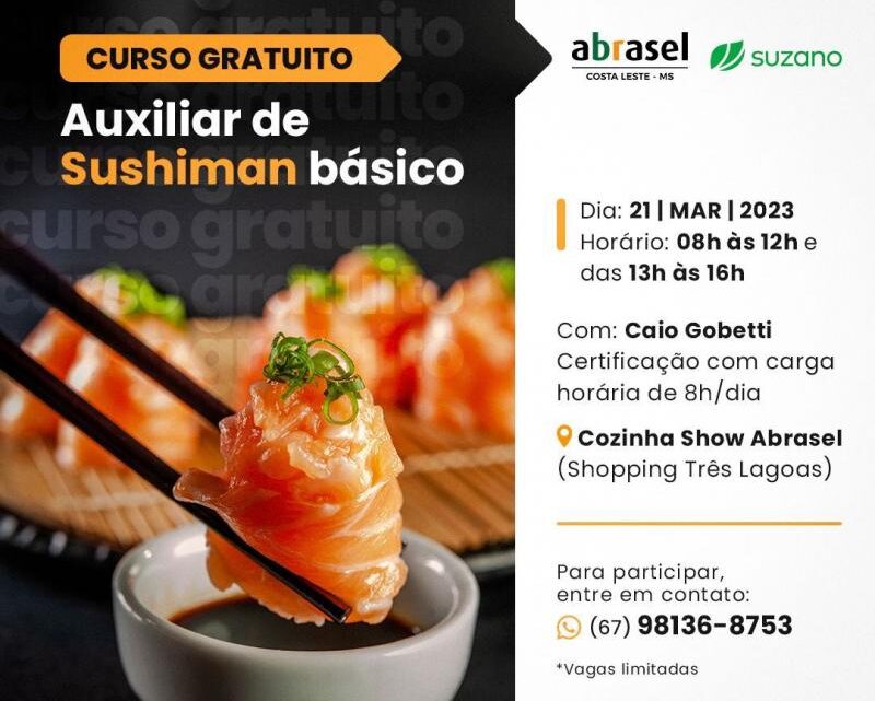 SMAS abre vagas para curso básico de auxiliar de sushiman