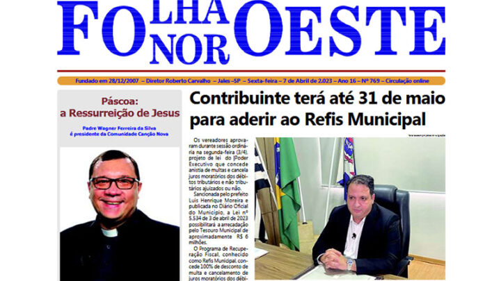 Jornal Folha Noroeste 7 de Abril de 2023 edição digital 769 Jales SP