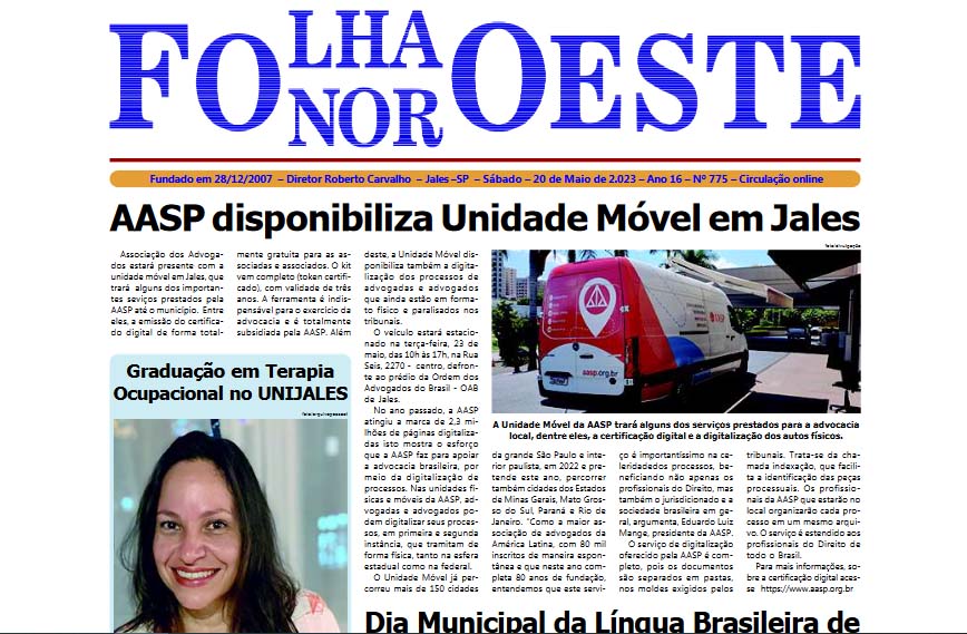 Folha Noroeste 20 de Maio de 2023 edição digital 775 Jales sp