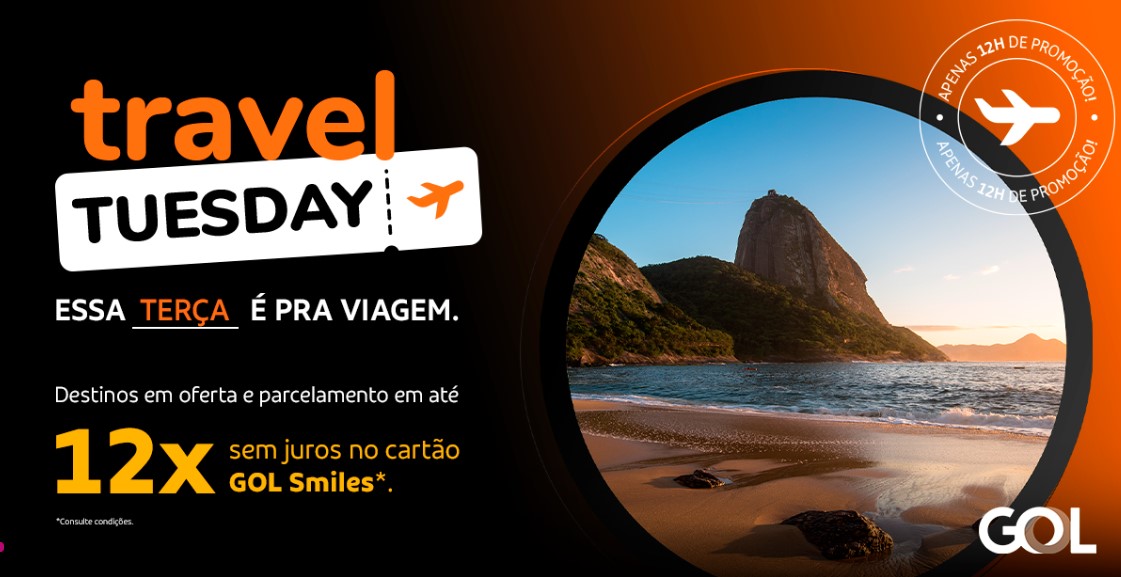 Travel Tuesday é a última chance de aproveitar ofertas exclusivas de viagens da GOL, Smiles e Smiles Viagens