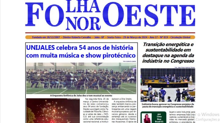 Jornal Folha Noroeste Digital edição 819 de 29032024 Jales SP