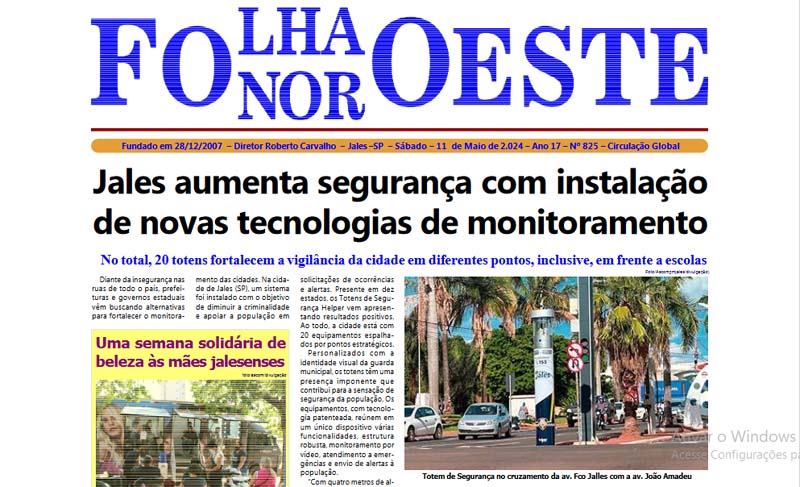 Jornal Folha Noroeste Digital edição 825 de 11052024 Jales SP