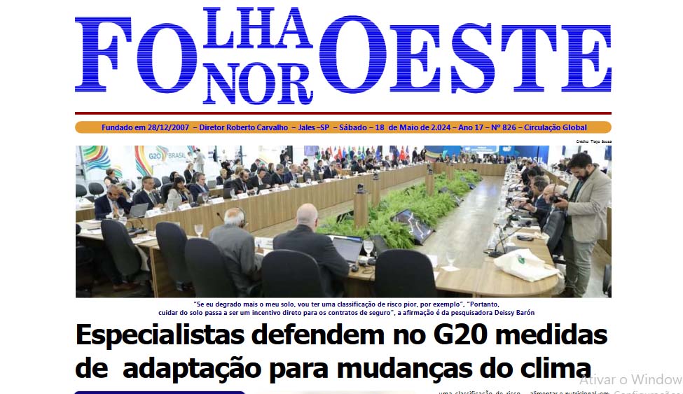 Jornal Folha Noroeste Digital edição 826 de 18052024 Jales SP