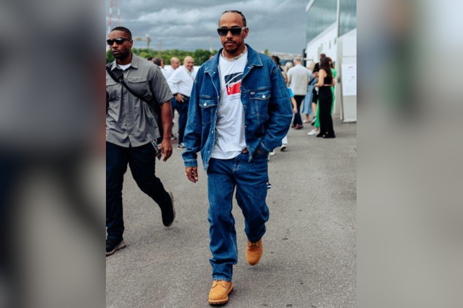 Lewis Hamilton veste Tommy Hilfiger durante o Grand Prix do Canadá