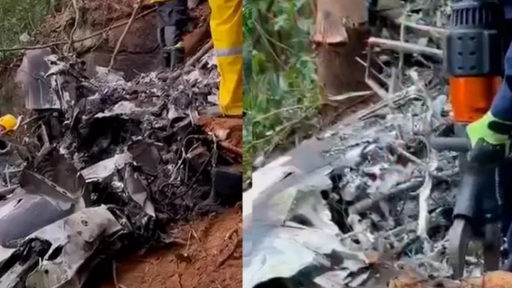SC: corpos em aeronave que caiu estavam carbonizados em meio aos destroços, diz bombeiros