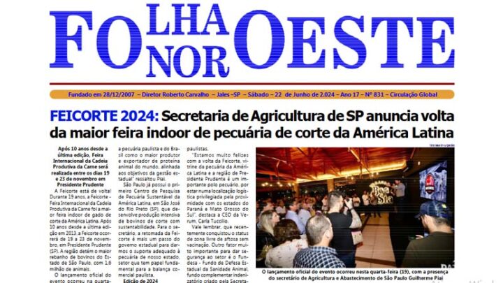 Jornal Folha Noroeste Digital edição 831 de 22062024 Jales SP